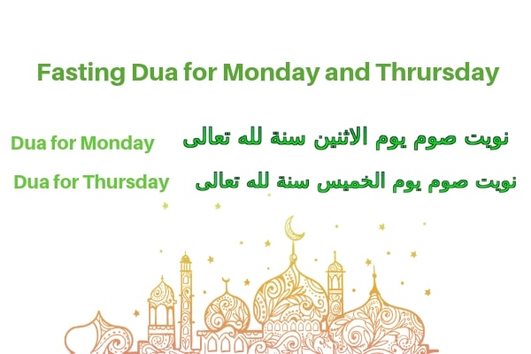 Niyyat For Fasting on Monday and Thursday with image