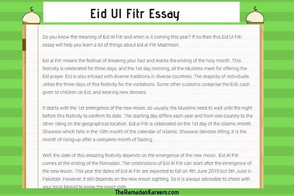 Eid Ul fitr Essay Urdu English 2019